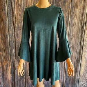 Oodji ultra teal faux suede green blue size 38 long sleeve dress